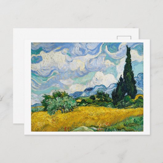 "WHEAT FIELD MET CYPRESSES" 1889 VAN GOGH BRIEFKAART (Voorkant / Achterkant)