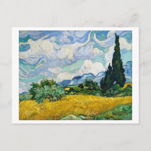 "WHEAT FIELD MET CYPRESSES" 1889 VAN GOGH BRIEFKAART (Voorkant)