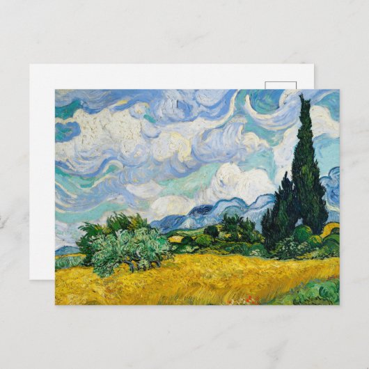 Wheat Field met Cypresses 1889, Vincent Van Gogh Briefkaart (Voorkant / Achterkant)