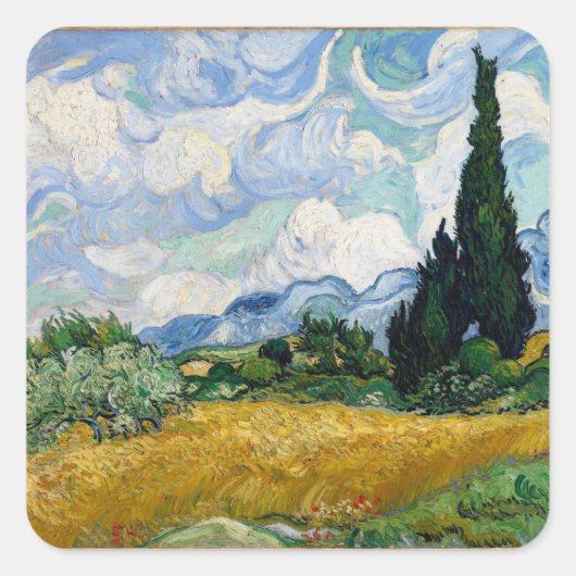 Wheat field met Cypresses Round Sticker (Voorkant)