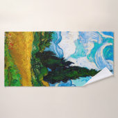 Wheat Field met Cypresses, Van Gogh Badhanddoek (Badhanddoek)