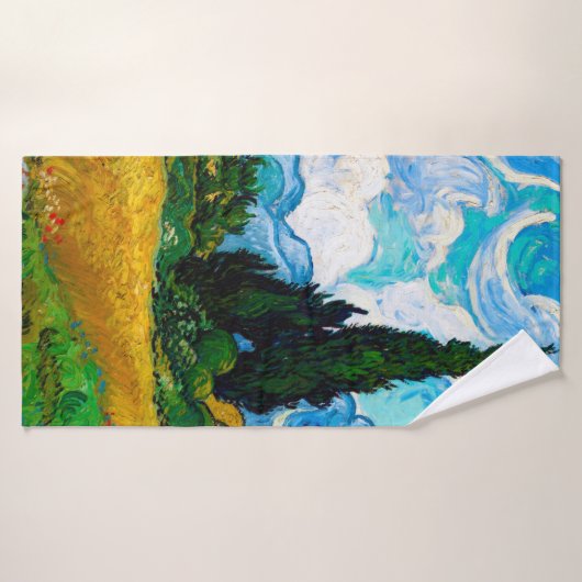 Wheat Field met Cypresses, Van Gogh Badhanddoek (Badhanddoek)