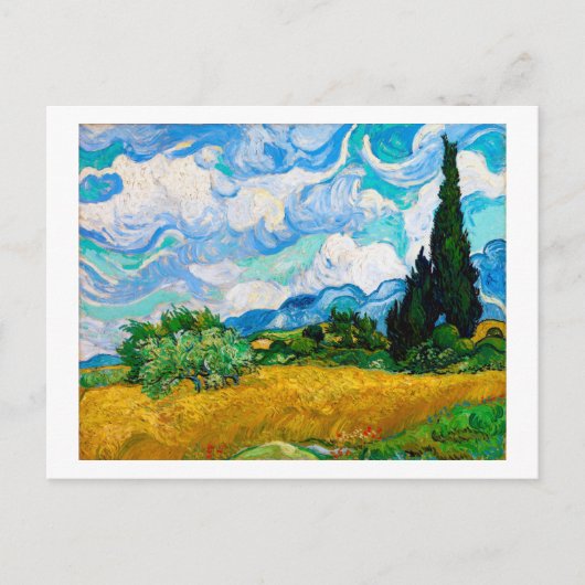 Wheat Field met Cypresses, Van Gogh Briefkaart (Voorkant)