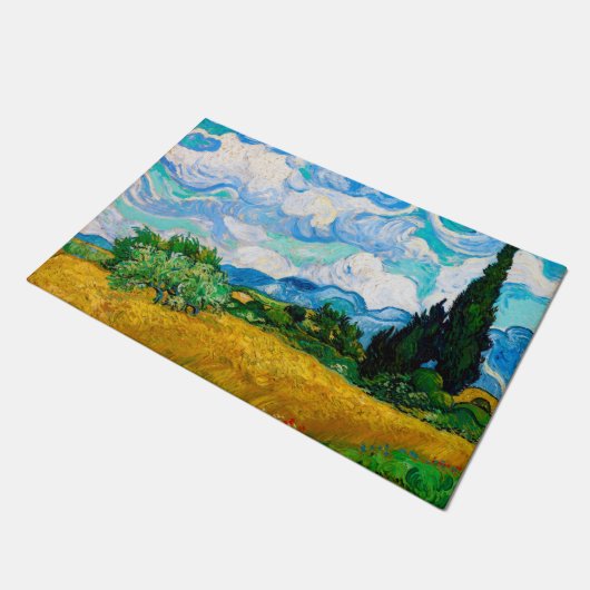 Wheat Field met Cypresses, Van Gogh Deurmat (Schuin)