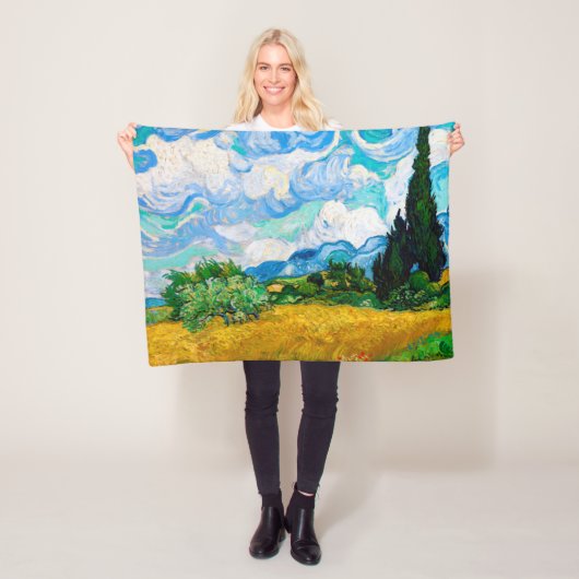 Wheat Field met Cypresses, Van Gogh Fleece Deken (In situ)