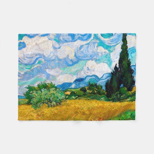 Wheat Field met Cypresses, Van Gogh Fleece Deken (Voorkant (Horizontaal))