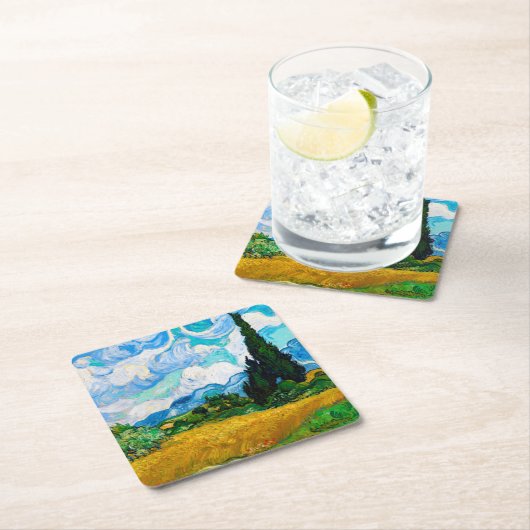 Wheat Field met Cypresses, Van Gogh Kartonnen Onderzetters (Insitu)