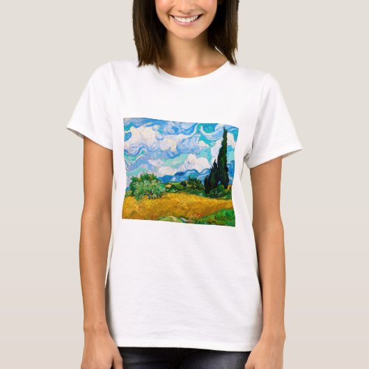 Wheat Field met Cypresses, Van Gogh T-shirt (Voorkant)