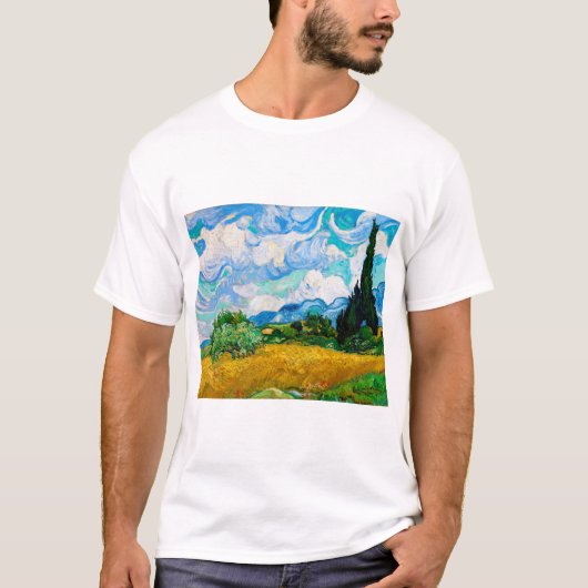 Wheat Field met Cypresses, Van Gogh T-shirt (Voorkant)