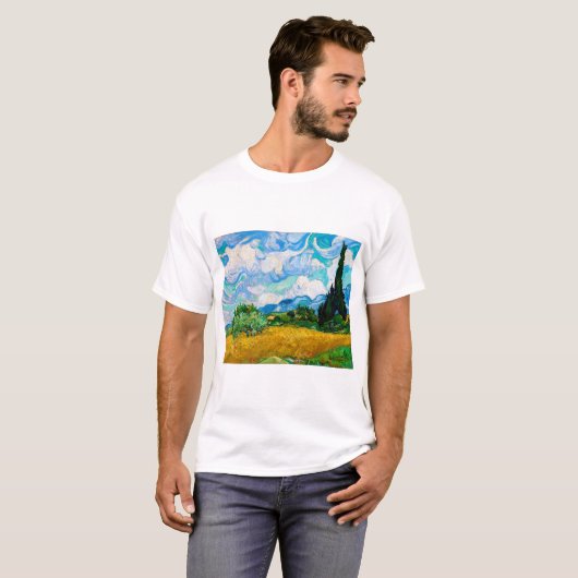 Wheat Field met Cypresses, Van Gogh T-shirt (Voorkant volledig)