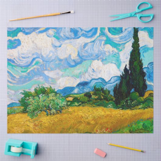 Wheat Field met Cypresses, Van Gogh Tissuepapier (Craft)