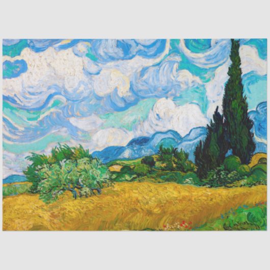 Wheat Field met Cypresses, Van Gogh Tissuepapier (Voorkant)
