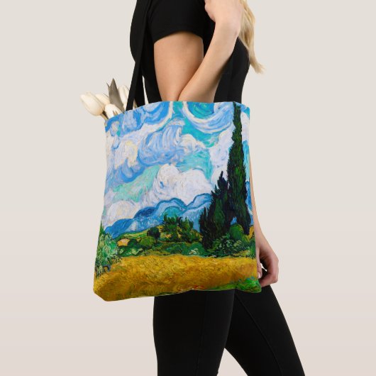 Wheat Field met Cypresses, Van Gogh Tote Bag (Dichtbij)