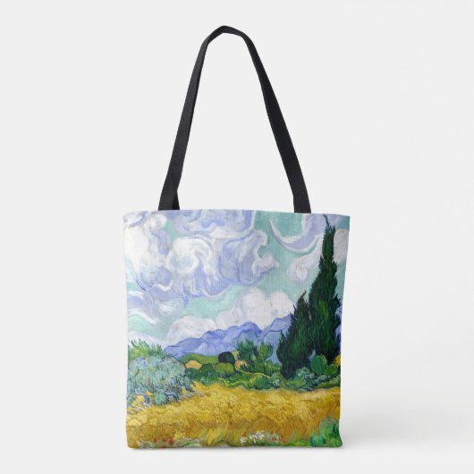 Wheat Field met Cypresses van Van Gogh Fine Art Tote Bag (Achterkant)