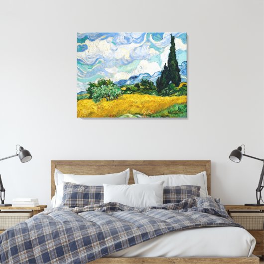 Wheat Field met Cypresses van Vincent Van G Canvas Afdruk (Insitu (Slaapkamer))