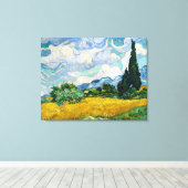 Wheat Field met Cypresses van Vincent Van G Canvas Afdruk (Insitu (Houten vloer))