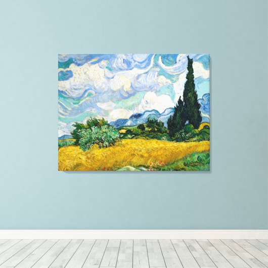 Wheat Field met Cypresses van Vincent Van G Canvas Afdruk (Insitu (Houten vloer))