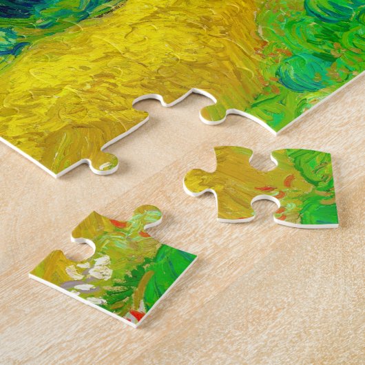 Wheat Field met Cypresses van Vincent Van Gogh art Legpuzzel (Zijkant)