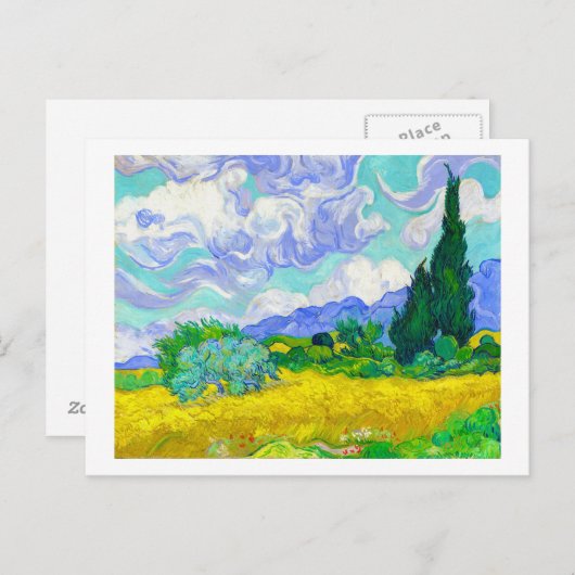 Wheat Field met Cypresses van Vincent Van Gogh Briefkaart (Voorkant / Achterkant)