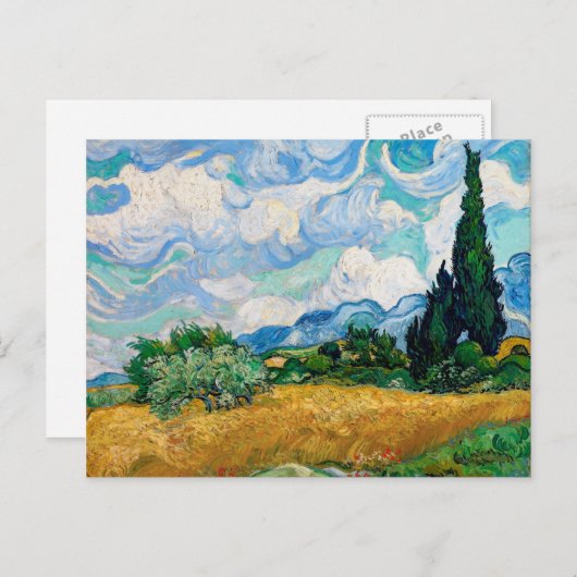 Wheat Field met Cypresses van Vincent van Gogh Briefkaart (Voorkant / Achterkant)