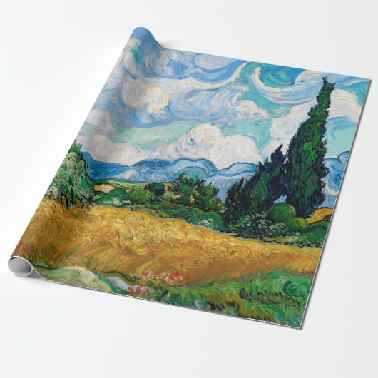 Wheat Field met Cypresses van Vincent van Gogh Cadeaupapier (Uitgerold)
