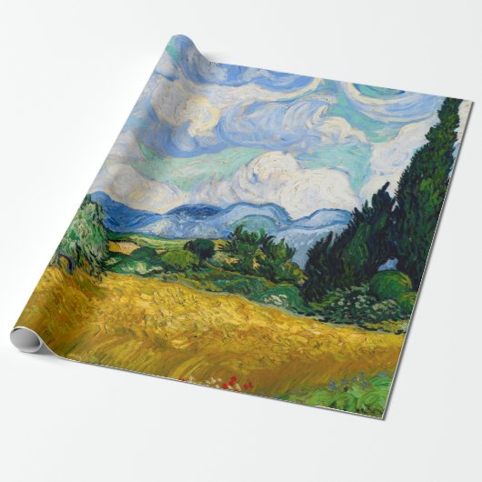 Wheat Field met Cypresses van Vincent Van Gogh Cadeaupapier (Uitgerold)
