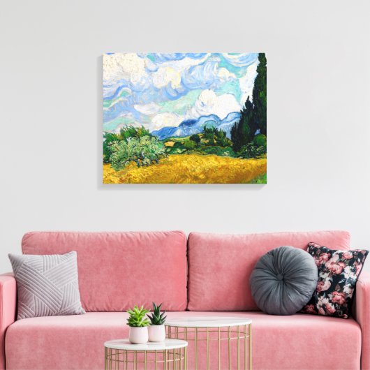 Wheat Field met Cypresses van Vincent Van Gogh Canvas Afdruk (Insitu (Woonkamer))