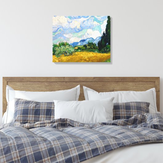 Wheat Field met Cypresses van Vincent Van Gogh Canvas Afdruk (Insitu (Slaapkamer))