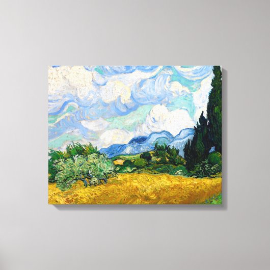 Wheat Field met Cypresses van Vincent Van Gogh Canvas Afdruk (Voorkant)