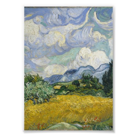 Wheat Field met Cypresses van Vincent van Gogh Foto Afdruk (Voorkant)