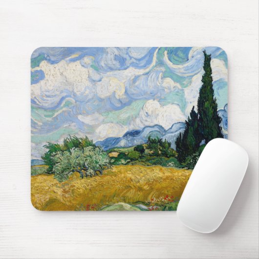 Wheat Field met Cypresses van Vincent Van Gogh Muismat (Met muis)