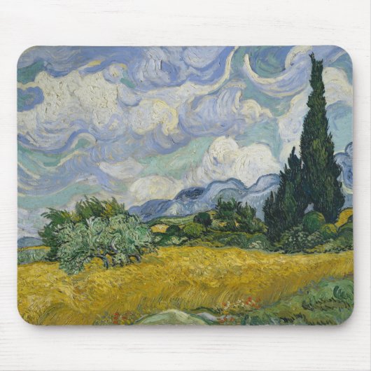 Wheat Field met Cypresses van Vincent van Gogh Muismat (Voorkant)