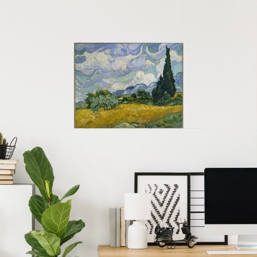 Wheat Field met Cypresses van Vincent van Gogh Poster (Thuiskantoor)