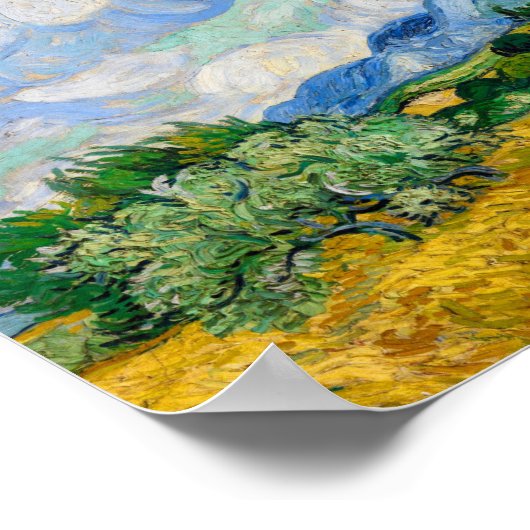 Wheat Field met Cypresses van Vincent Van Gogh Poster (Hoek)