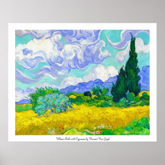 Wheat Field met Cypresses van Vincent Van Gogh Poster (Voorkant)