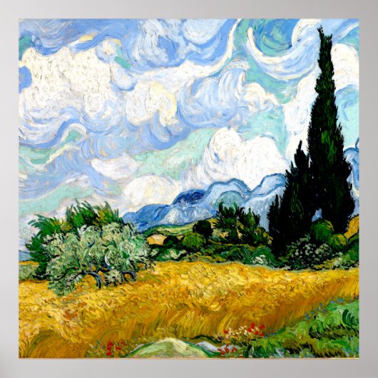 Wheat Field met Cypresses van Vincent van Gogh Poster (Voorkant)