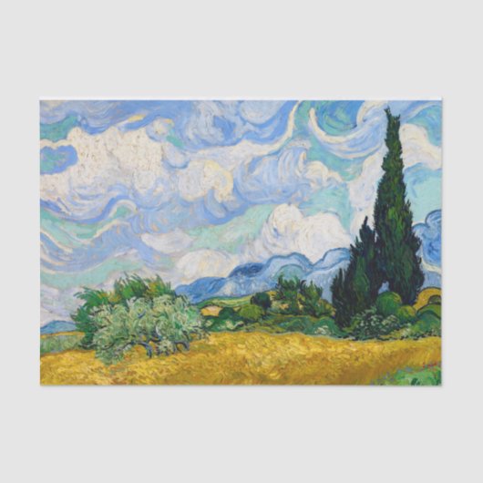 Wheat Field met Cypresses van Vincent Van Gogh Tissuepapier (Voorkant)