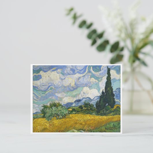 Wheat Field met Cypresses, Vincent van Gogh Briefkaart (Staand voorkant)