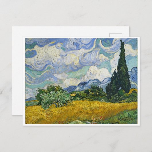 Wheat Field met Cypresses, Vincent van Gogh Briefkaart (Voorkant / Achterkant)
