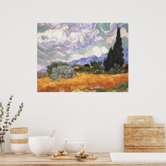 Wheat Field met Cypresses, Vincent Van Gogh Poster (Keuken)