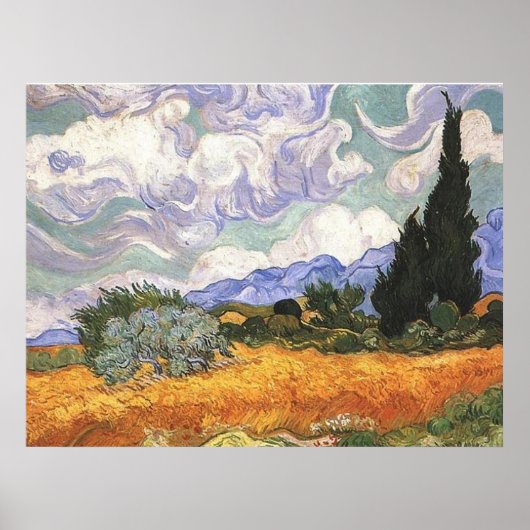 Wheat Field met Cypresses, Vincent Van Gogh Poster (Voorkant)