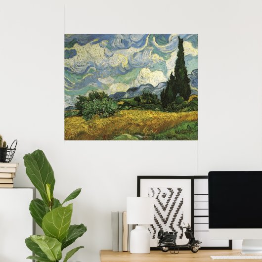 Wheat Field met Cypresses, Vincent Van Gogh Poster (Thuiskantoor)