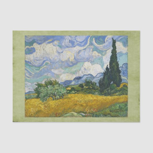 Wheat Field met Cypresses, Vincent van Gogh Tissuepapier (Voorkant)
