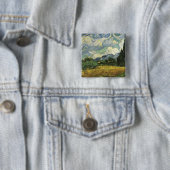 Wheat Field met Cypresses, Vincent Van Gogh Vierkante Button 5,1 Cm (In situ)