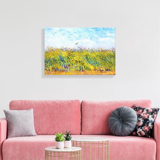 Wheat Field met een Lark van Vincent Van Gogh Canvas Afdruk (Insitu (Woonkamer))
