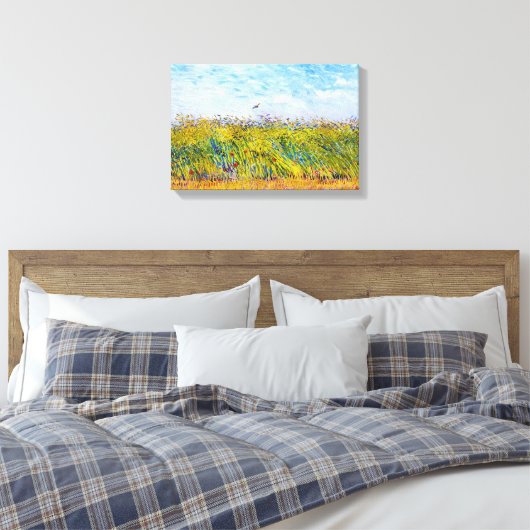 Wheat Field met een Lark van Vincent Van Gogh Canvas Afdruk (Insitu (Slaapkamer))