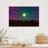 Wheat Field Night sky en moon Oil Painting Summer Poster (Keuken)