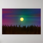 Wheat Field Night sky en moon Oil Painting Summer Poster (Voorkant)