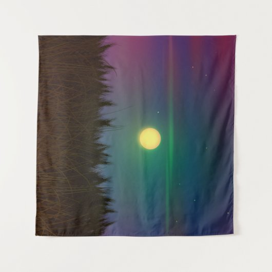 Wheat Field Night sky en moon Oil Painting Summer Wandkleed (Voorkant (horizontaal))