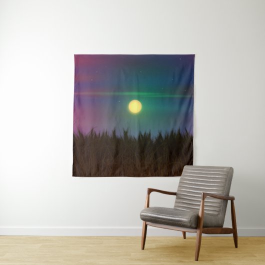 Wheat Field Night sky en moon Oil Painting Summer Wandkleed (In situ)